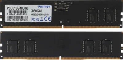 Модуль памяти Patriot PSD516G4800K, DDR5, 16ГБ (2×8ГБ), 4800МГц, ECC