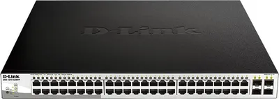 Коммутатор D-Link DGS-1210-52MPP/E2A, L2, 48×1GbE PoE, 4×SFP, 370Вт, 1U
