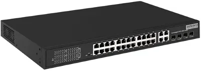 Коммутатор OSNOVO SW-62444(400W), неуправляемый, 24×FE PoE (2×60Вт+22×30Вт), 4×GE Combo, PoE 400Вт