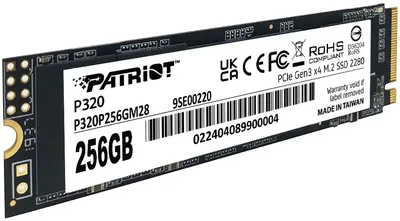Накопитель SSD PATRIOT 256Gb P320 (PCI-E, Gen3.0 x4, M.2 2280, NVMe, M.2, R/W 2200/1200MB/s, 120TBW, RTL) (P320P256GM28)