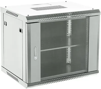 Шкаф настенный Rexant 04-0954-111, 9U, 550×400мм, стеклянная дверь, серый
