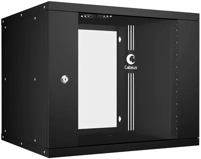Шкаф телекоммуникационный настенный Cabeus WSC-05D-9U55/45-BK, 9U, 19", стеклянная дверь, черный