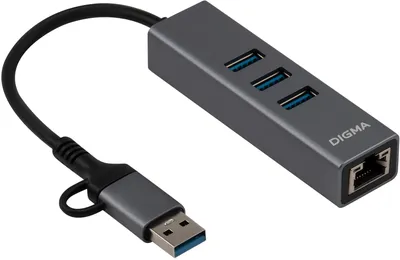Сетевая карта Digma DLA-GEUCH3, USB 3.0, 1×GbE RJ-45