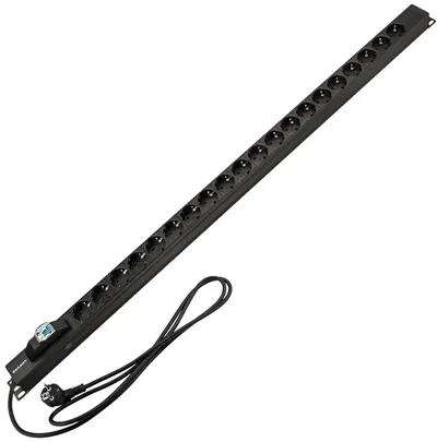 Блок распределения питания Rexant 04-0201-2, 19", 20×CEE 7/4, 16А, 2м