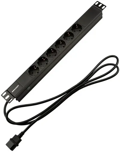 Блок распределения питания REXANT 04-0301-1, 19", 6×CEE 7/4, 10 А, горизонтальный