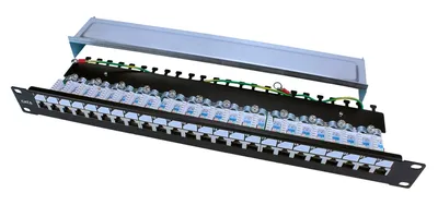 Монтажное оборудование Hyperline PP3-19-24-8P8C-C6-SH-110D Патч-панель 19", 1U, 24 порта RJ-45 полн. экран., категория 6, Dual IDC, ROHS, черный