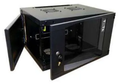 Шкаф коммутационный LANMASTER TWT-CBWNG-12U-6X6-BK, настенный, 12U, 550×600мм, стекло, черный