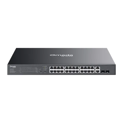 Коммутатор TP-Link ES228GMP Omada, 24×PoE+ + 2×SFP, настраиваемый