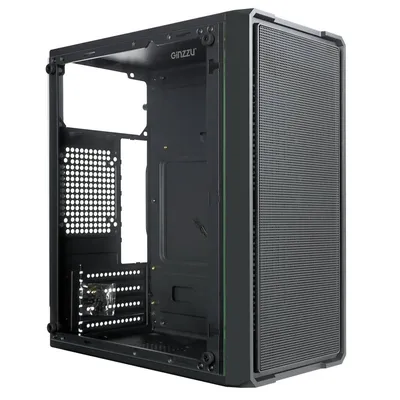 Корпус Ginzzu B171  2*USB 2.0,AU боковая панель стекло передняя сетка