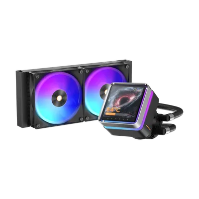 Система жидкостного охлаждения/ Water Cooling System Ocypus Sigma L24 EX BK ARGB (290W, 240mm, LED, Black, ARGB/ Fans: 2x120mm, 36dBA, 88CFM, 2400RPM/ Pump height 99mm, 27dBA, 3100RPM, Rad thickness 27mm/ S: 1851, 1700, 1200, 115X, AM5, AM4)
