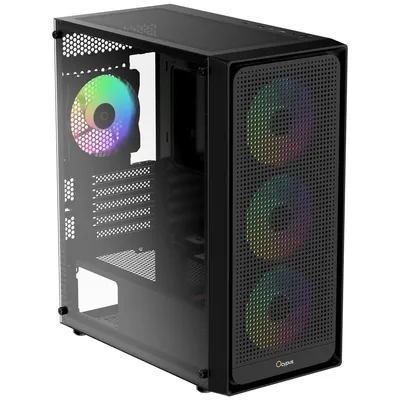 Корпус ПК Ocypus Gamma-C50-BKG400XX-GL, Mini Tower, ATX, ARGB, черный