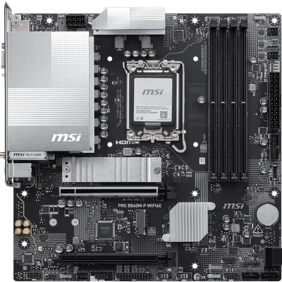 Материнская плата MSI PRO B860M-P WIFI6E, LGA 1851, B860, 4xDDR5, 2xM.2, 2.5Gb LAN, Wi-Fi 6E