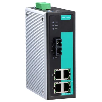 Коммутатор MOXA 1143365, 4×10/100BaseTX, 1×100BaseFX, многомод, расшир. темп.