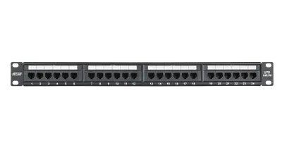 Патч-панель NETLAN EC-URP-24-UD2, 19", 1U, 24 порта, cat.5e, неэкранированная, черная