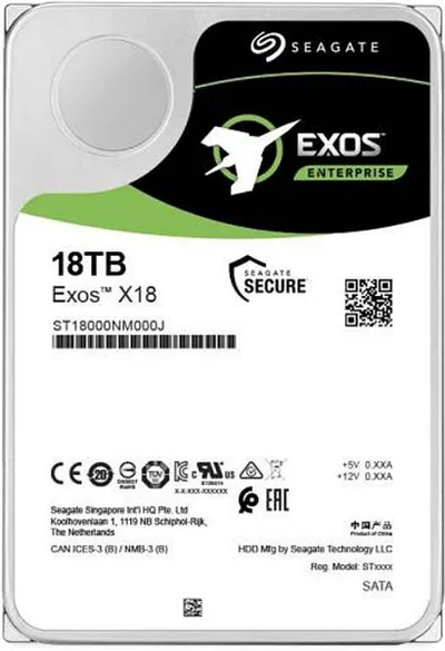 Жесткий диск Seagate Exos X18 ST18000NM000J-NNC-002, 18ТБ, SATA, 3.5", 7200rpm
