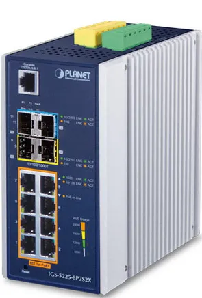 Коммутатор PLANET IGS-5225-8P2S2X, L2+/L4, 8×1GbE PoE+, 2×SFP, 2×10G SFP+