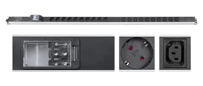 Блок PDU Cabeus PDU-16-10S-10C13-B-T, 16А, 10×Schuko, 10×C13, вертикальный