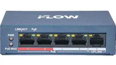 Коммутатор iFlow F-SW-EU205POE-V/L, неуправляемый, 4×FE PoE, 1×Uplink, 35W