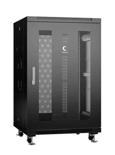Шкаф Cabeus ND-05C-18U60/100-BK, 18U, 600×1000 мм, перфорированные двери, черный