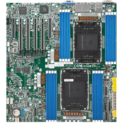 Системная плата/ MB Supermicro X14DBI, E-ATX, 2x LGA-4710 (Intel Xeon 6700/6500 with P-cores/6700 with E-cores), 16x DDR5 ECC RDIMM 6400MT/s, 4x PCIe 5.0 x16, 2x PCIe 5.0 x8, 3x PCIe 5.0 x8 via MCIO, 2x M.2 PCIe 5.0 x4 slots (M-key 2280/22110), 10x SATA3, 1x dual 1GBase-T LAN (Broadcom BCM5720), AST2600