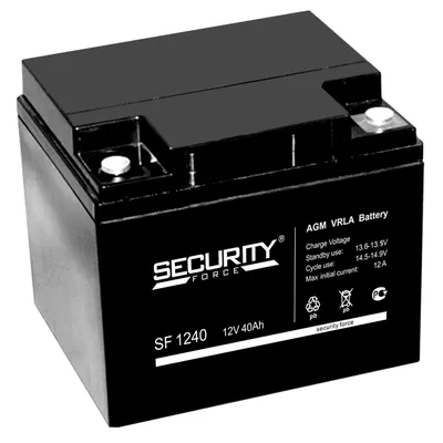Аккумуляторная батарея Delta (Security Force SF) SF 1240 12В/40Ач, клемма Болт М6 (197х165х170мм (170мм); кг; Срок служб