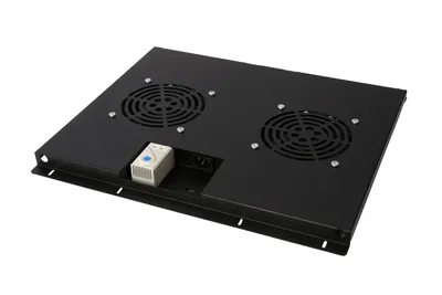 SNR-SHELF-2F-T-600B  Блок вентиляторов для шкафов TFC глубиной 600мм, 2 вентилятора  с терморегулятором, черный