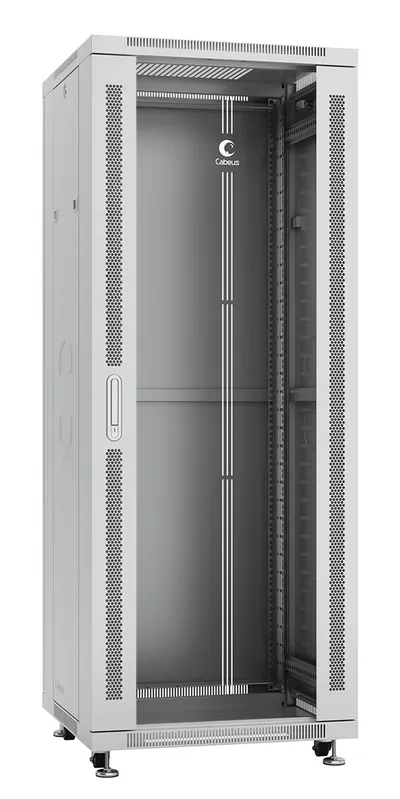 Шкаф монтажный Cabeus SH-05C-32U60/60, 32U, 600×600мм, напольный, стеклянная дверь, серый