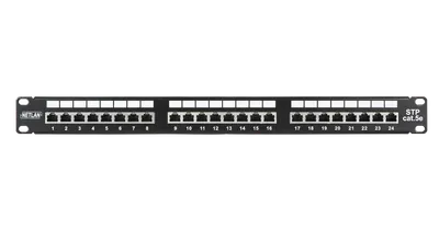 Патч-панель NETLAN EC-URP-24-SD2, 19", 1U, 24 порта, кат.5e, экранированная