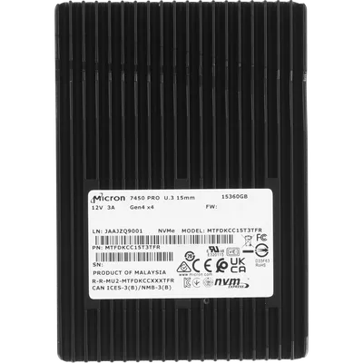 SSD Micron MTFDKCC15T3TFR-1BC15ABDB, 15.36 ТБ, U.3, NVMe PCIe 4.0