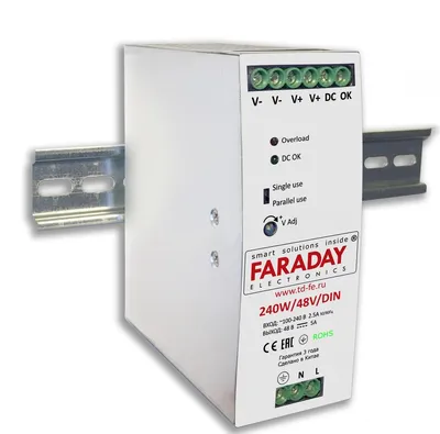 Блок питания 480W/48V/DIN, 94~264VAC IN, 48VDC OUT 480W