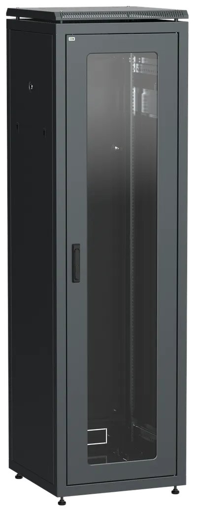 Шкаф сетевой ITK LN05-47U66-G, 19", 47U, 600×600 мм, стекло, черный