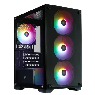 Корпус 1STPLAYER X2-M-BK-4F1, mATX, Midi-Tower, черный