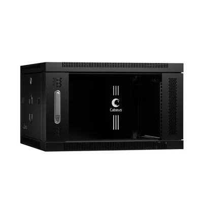 Шкаф телекоммуникационный Cabeus SH-05F-6U60/60-BK, настенный, 6U, 600×600мм, стекло, чёрный