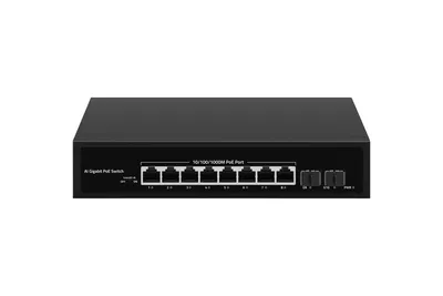 Коммутатор NIKOMAX GL-SW-G007-08P, 8×GbE PoE, 2×SFP, 120 Вт PoE, неуправляемый