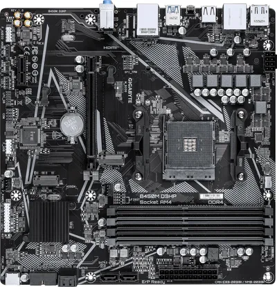 Материнская плата Gigabyte B450M D3HP, AM4, 4×DDR4, 2×M.2, microATX