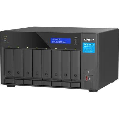 Сетевое хранилище без дисков/ ENTERPRISE QNAP TVS-h874-i7-32G QTS hero NAS, 8 x 3.5 "/ 2.5", 2 x M.2 NVMe, Intel Core i7 12-core (8P+4E) /20-thread 32 GB  DDR4 (2 x 16 GB) up to 64 GB ( 2 x 32 GB), 2x 2.5 GbE BASE-T, HDMI port