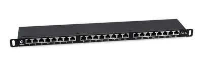 Патч-панель Cabeus PLHD-24-Cat.5e-SH-Dual-0,5U Патч-панель высокой плотности 19" (0,5U), 24 порта RJ-45, категория 5e, полностью экранированная, Dual IDC