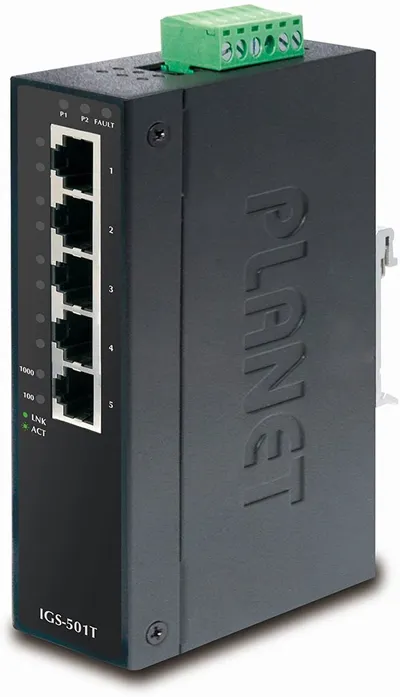 Коммутатор PLANET IGS-501T, 5×1GbE, промышленный, IP30