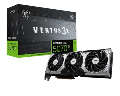 Видеокарта MSI RTX 5070 Ti 16G VENTUS 3X OC//RTX 5070, HDMI, DP*3, 16G, D7 (существенное повреждение коробки)