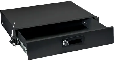 Ящик для документов Cabeus DRW-2U-BK, стационарная, 2U, 90х445х360 мм (ВхШхГ), для шкафов и стоек, черный