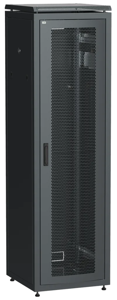 Шкаф сетевой ITK LN05-38U66-P, 19", 38U, 600×600мм, перфорированная дверь, черный