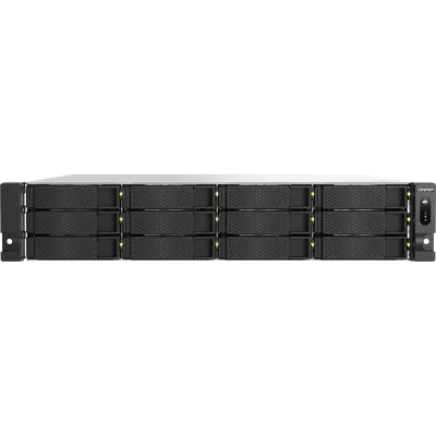 Сетевое хранилище без дисков/ ENTERPRISE QNAP TS-h1277AXU-RP-R5-16G QuTS hero NAS RAID, 12x3.5 "/ 2.5" bays, 2 x M.2 2280 PCIe Gen 5 x2 slots, 2x2.5GbE RJ-45 ports, 2x10 GbE 10GBASE-T, 2U Rackmount, 2 power supplies. 6-core/12-thread AMD Ryzen 5 7000 (up to 5.1 GHz),1x 16GB DDR5 (up to 128 GB 4x32 GB). W/o RAIL