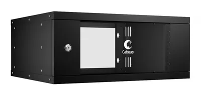 Шкаф телекоммуникационный настенный 19" 4U Cabeus WSC-05D-4U55/45-BK Шкаф телекоммуникационный настенный 19" 4U, серия LIGHT разборный, дверь стекло, цвет черный
