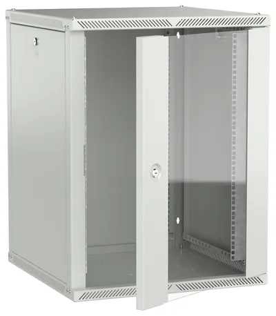 Шкаф ITK LWR3-15U66-GF-2, настенный, 15U, 600×600мм, стекло, серый