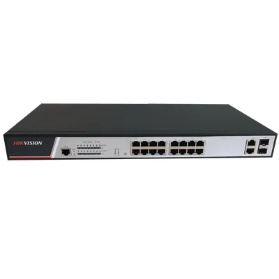 Коммутатор Hikvision DS-3E2318P, управляемый, 16×GbE PoE+, 2×SFP