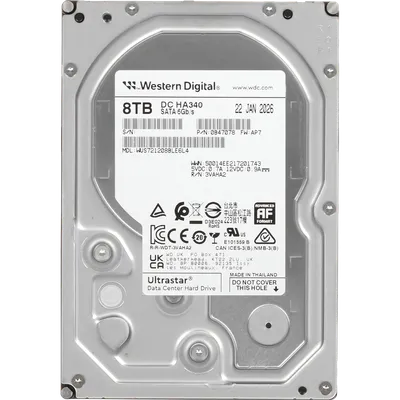 Жесткий диск/ HDD WD SATA 8Tb Ultrastar DC HA340  3.5" 6Gb/s 7200RPM 256MB 1 year warranty (replacement HUS728T8TALE6L4, HUH721008ALE604, ST8000NM017B)