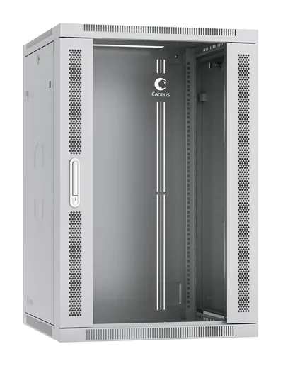 Шкаф телекоммуникационный Cabeus SH-05F-18U60/35-R, настенный, 18U, 600×350, стекл. дверь, серый