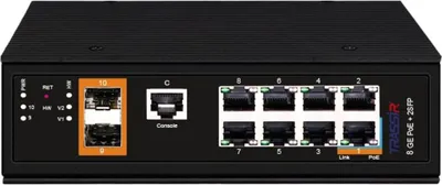 Коммутатор Trassir TR-NS25102S-300-8POE, 8×PoE, 2×SFP, 300Вт
