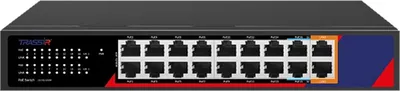 Коммутатор TRASSIR TR-NS1118-240-16POE, 16×PoE, 240 Вт, 2×SFP