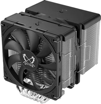 Кулер для процессора/ CPU Cooler Scythe Fuma 3 (230W, 4-pin PWM, 154mm, Al/Cu, 6x6mm, 2x120mm, 39.44/67.62CFM, 23.8/28.6dBA, 1500RPM, S: 1851/1700/1200/115X/2011(v3)/2066, AM5/AM4, silver, black)